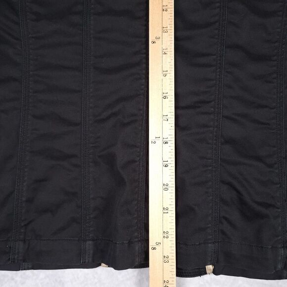 Chicos Field Coat Womens 1 Small Black Metal Twist Closure Flip Cuff Utility - Picture 15 of 16